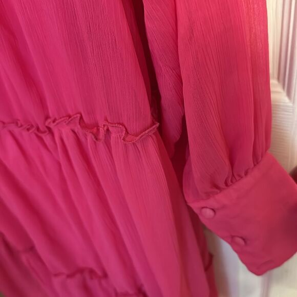 TopShop Premium TieredBrightPinkThrowOnMaxi DressNWOT XSmall. - Picture 11 of 12